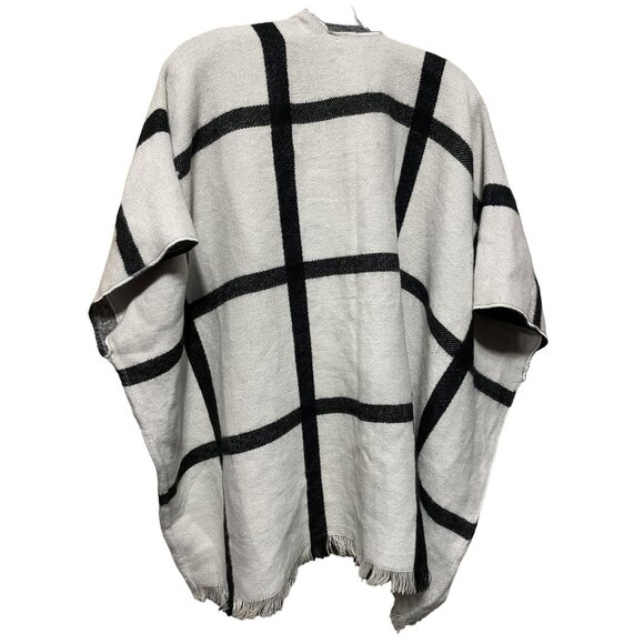 Loft Cream black Plaid Open Front Soft Open Front‎ Shawl - Picture 2 of 4